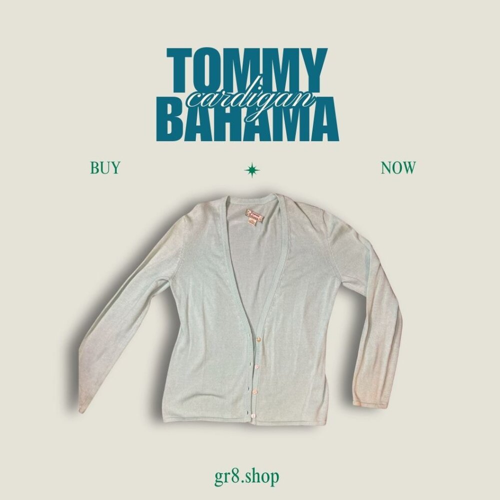Tommy Bahama Womens Light Blue Button-Front Cardigan Sweater Size S 100% Cotton